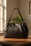 Ruched Detail Faux Leather Chen Medium Size Hand and Shoulder Bag Strap Knot Detail Size 35X20 cm