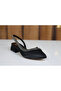 Stone Striped Short Heeled Casual Women's Classic Black Shoes - 2