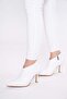 White Skin 8.5cm Thin Heel Zipper Pointed Toe Women's Short Boots - 7