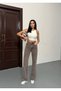 Women's Brown High-Waisted Stretch Fabric Wide Leg Palazzo Jeans - 6