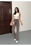 Women's Brown High-Waisted Stretch Fabric Wide Leg Palazzo Jeans - 5