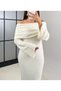 Black Madonna Collar Design Long Knitwear Dress - 3