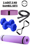 2 kg Pilates Set 2 Pieces 2 kg Dumbbells 6mm Pilates Mat Squad Band Jump Rope Resistance Rubber