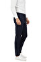 Men's Navy Blue Stretch Fabric Slim Fit Stylish Fabric Trousers with Elastic Waist & Drawstring 2600572 - 2