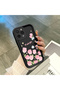 iPhone 15 Pro Max Compatible Black Silicone Tulip Pattern Lens Protection Shock Absorbing Flexible Case