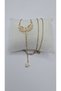 Stainless Steel Gold Color Winged Infinity Model Star Detailed Zircon Stone Necklace - 8