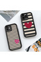 Samsung Galaxy S22 Ultra Compatible Black Silicone Heart Pattern Lens Protection Shock Absorbing Flexible Case - 7