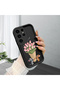 Samsung Galaxy S23 Ultra Compatible Black Silicone Tulip Pattern Lens Protection Shock Absorbing Flexible Case