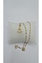 Stainless Steel Gold Color Turtle Figured Zircon Stone Necklace - 8