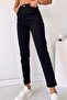 Black High-Waisted Stretch Fabric Casual and Stylish Basic Mom Jean Pants (Back to School) - 5