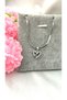 316L Steel Zircon Stone Heart Model Silver Steel Tarnish Resistant Necklace-45Cm
