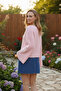 Women's Pink V-Neck Oversized Spanish Knitwear Sweater - 5