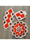 Hand Knitted Orange Snowflake 3-Piece Fiber Set