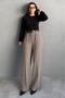 Khaki High Waist Pleated Belted Wide Leg Women's Pants Mg2615 - 6