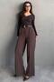 Brown High Waist Pleated Belted Wide Leg Women's Pants Mg2615 - 6