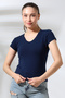 Women's V-Neck Short Sleeve T-shirt 101by010006 - 2