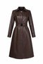 Belted Faux Leather Trench Coat