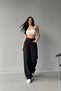 Black Buckle Detailed Loose Fitting Wide Leg Comfortable Baggy Jean Jeans Loose Women's Pants - 2