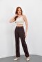 Bitter Brown Stone Denim Trousers Stretch Fabric Palazzo - 5