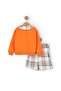 Girl's Plaid Patterned Shorts with Skirt, Collared Sweatshirt, Ages 6-7-8-9-10, 2-Piece Top and Bottom Set - 5