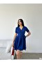 Women's Double-Breasted Collar Short Sleeve Mini Flared Dress - 3
