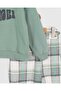 Girl's Plaid Patterned Shorts with Skirt, Collared Sweatshirt, Ages 6-7-8-9-10, 2-Piece Top and Bottom Set - 4
