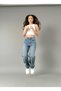 Blue Tint Baggy Buckle Detail Loose Fit Wide Leg Comfortable Baggy Jean Denim Baggy Women's Pants - 7