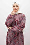 Shawl Pattern Belted Dress Tsd260107 Burgundy - 2