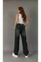 Dark Brown Tint Wash Buckle Detail Loose Fit Wide Leg Comfortable Baggy Jean Denim Casual Women's Pants - 4
