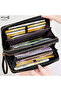 Leather-Look Women's Handheld Portfolio Bag with Wrist Strap, Bohemian Style Embroidered - 8