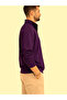Men's Purple Half Zipper Winter Sweatshirt Mock Neck 3 Yarn Fleece-Lined - 3