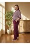 Elegant Women's Viscose Knitted Striped Three-Quarter Sleeve Plus Size Tracksuit Set - 3