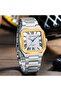 Luxury Men's Watch - Square Analog Display, Two-Tone Steel Band, Roman Dial, Waterproof - 4