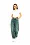 Green Tint Baggy Buckle Detail Loose Fit Wide Leg Comfortable Baggy Jean Denim Casual Women's Pants