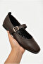 Dark Brown Women's Ballet Flats with Gold Buckle, Lightweight, Comfortable, Stylish, Orthopedic Sole, Suitable for Work, Office, and Everyday Use. - 2