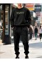 Men's Bottom Top Set Resbeck Printed Design Crew Neck Sweatshirt
