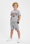 3-Piece Crew Neck Print Detailed Colorful Capri Pants Boys' 6-Piece Top and Bottom Set - 3