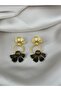 Steel Two-Tone Flower Detailed Vip Earrings - 2