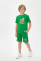 3-Piece Crew Neck Print Detailed Colorful Capri Pants Boys' 6-Piece Top and Bottom Set - 3
