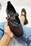 Dark Brown Women's Ballet Flats with Gold Buckle, Lightweight, Comfortable, Stylish, Orthopedic Sole, Suitable for Work, Office, and Everyday Use. - 4