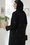 Elegant Black Embroidered Abaya For Women Modest Long Sleeve V-neck Maxi Dress With Hijab Style - 5