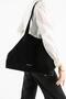 Women's Genuine Suede Leather Shoulder Bag Pl017 Black