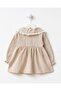 Girl's Beige Collared Dress with Bag - 7
