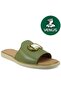 Drion Genuine Leather Women's Slippers Green