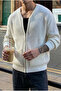 Men's Zippered Ecru Knitwear Cardigan Mz62003