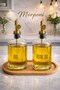 Set of 2 Transparent Glass Oil Bottles with Bamboo Stand and Gold Head 500 Ml+500 ml Oliva Glass - 2