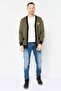 Men V Neck Embroidered Logo Cardigan, Olive - 3