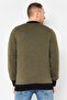 Men V Neck Embroidered Logo Cardigan, Olive - 2
