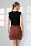 Sandy Fabric Lined Front Gathered Mini Skirt/46 cm Length - 8
