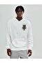 Unisex Oversized White No Fears Printed Hooded 3 Thread Sweatshirt - 4